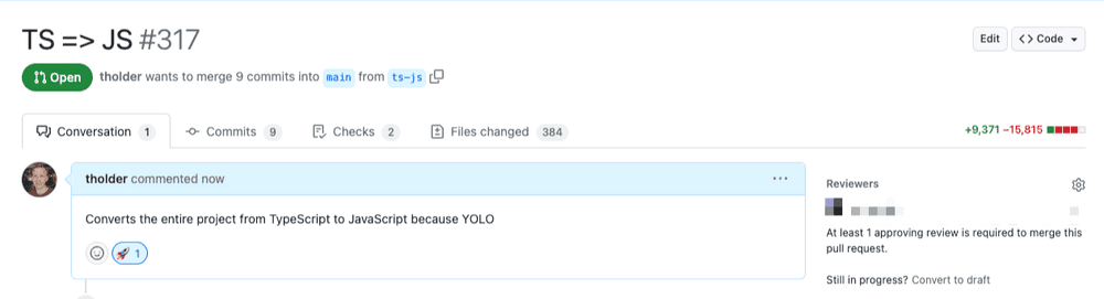 Our project converted from TypeScript to JavaScript